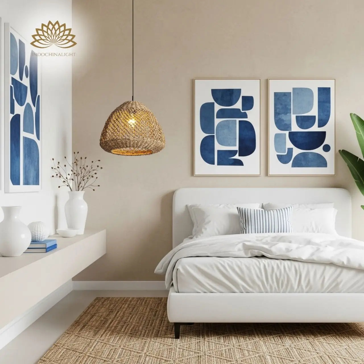 Calypso Wicker Pendant Light for bedroom