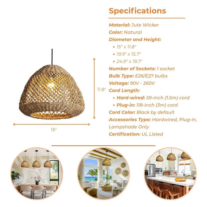 Calypso Wicker Pendant Light's specifications