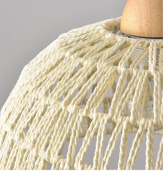 Campana White Rattan Basket Woven Pendant Light Small