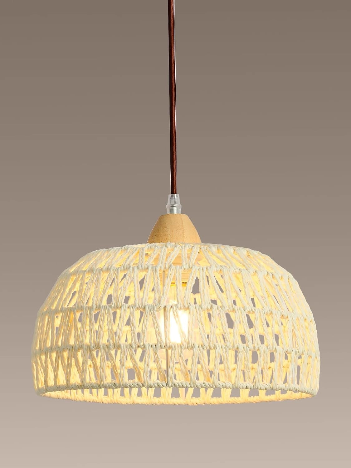 Campana White Rattan Small Dome Basket Hang Light