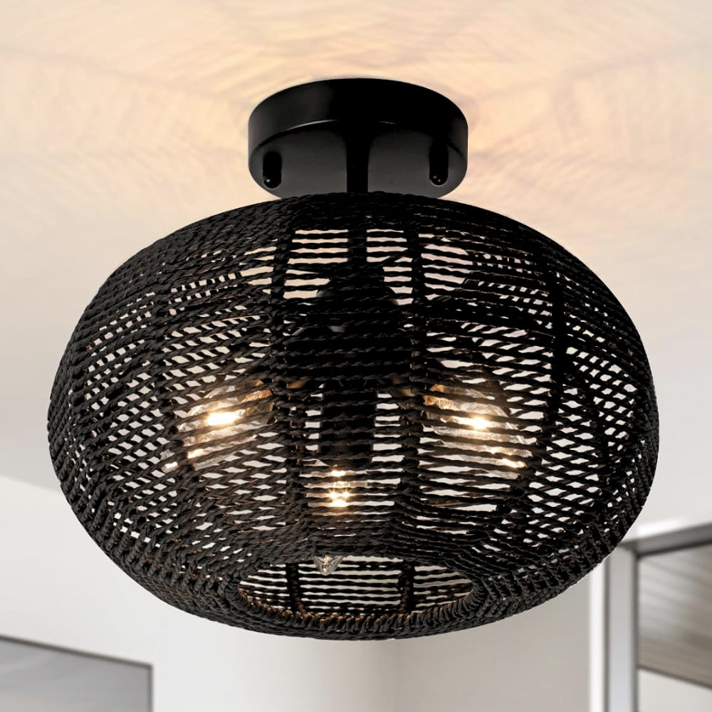 Cashmere Black Rattan Ceiling Light