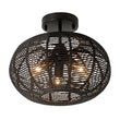 Cashmere Black Rattan Light Fixture - Flush Mount