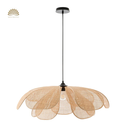 cefalu extra large petal rattan pendant light with black cord