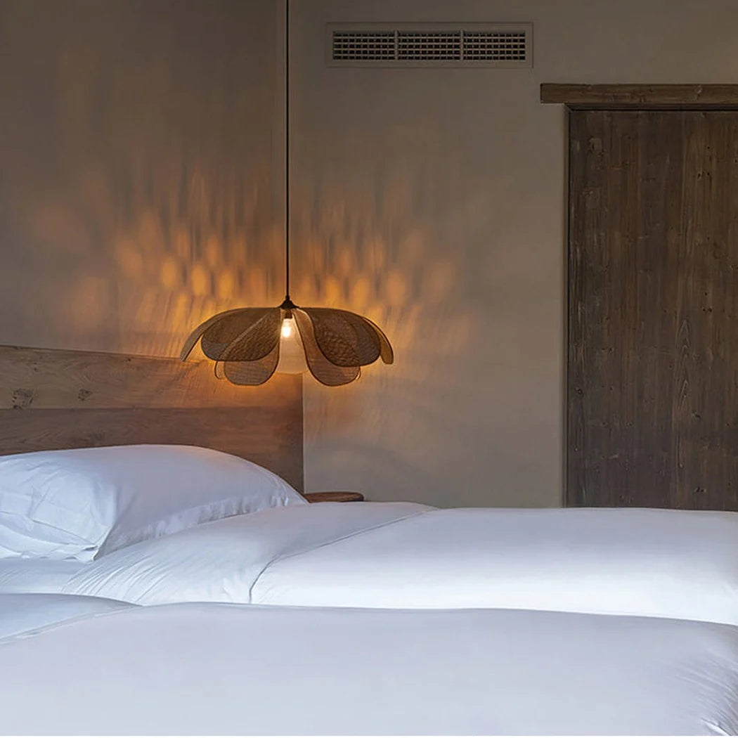Cefalu flower rattan light fixture for Bedside