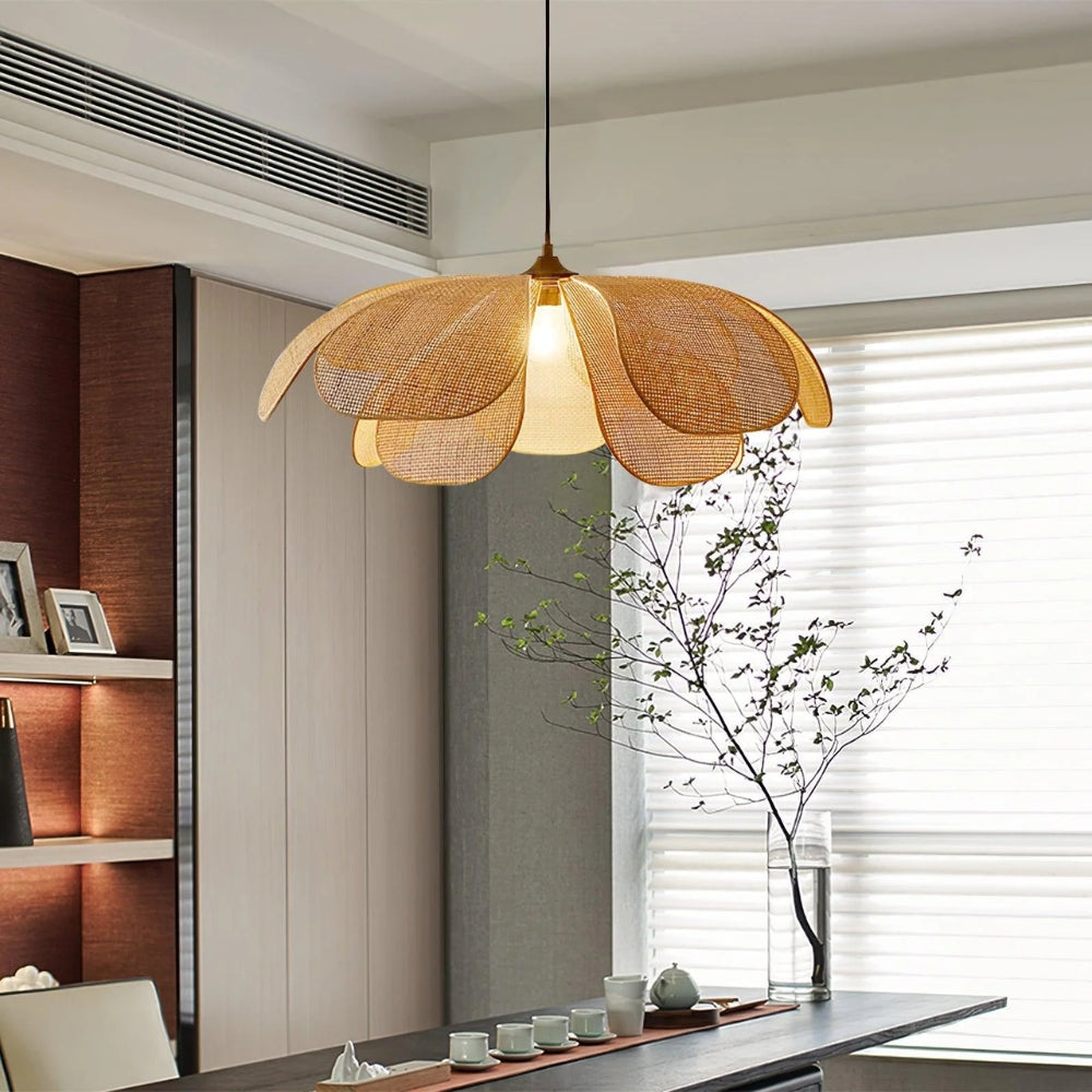 Cefalu flower rattan light fixture for Japanese Office