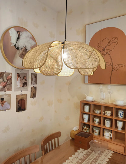 Cefalu rattan flower ceiling light over Dining Table