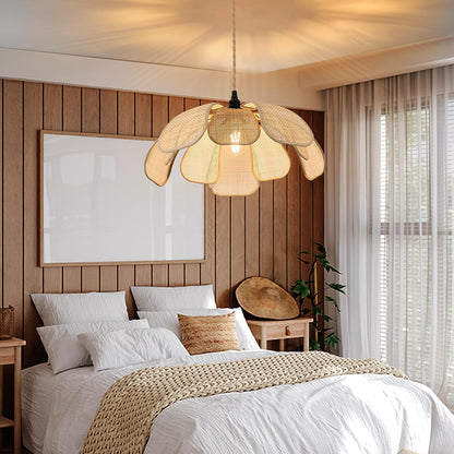 Cefalu rattan flower pendant light for Boho Bedroom