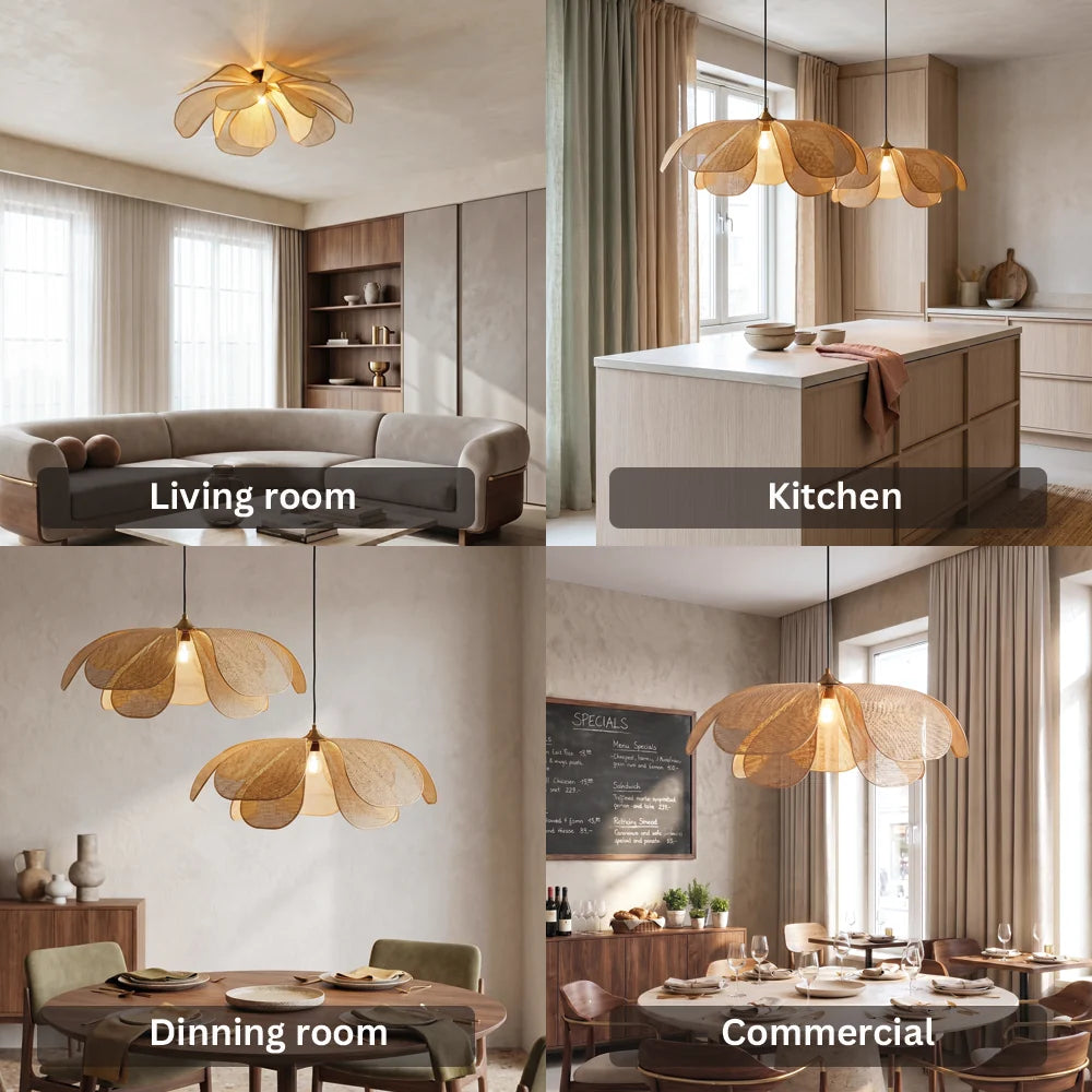 Cefalu rattan flower pendant light for Various Home Spaces