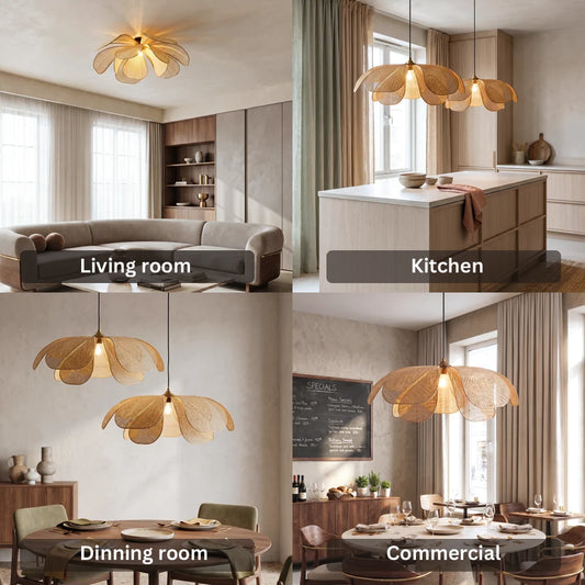 Cefalu rattan flower pendant light for Various Home Spaces