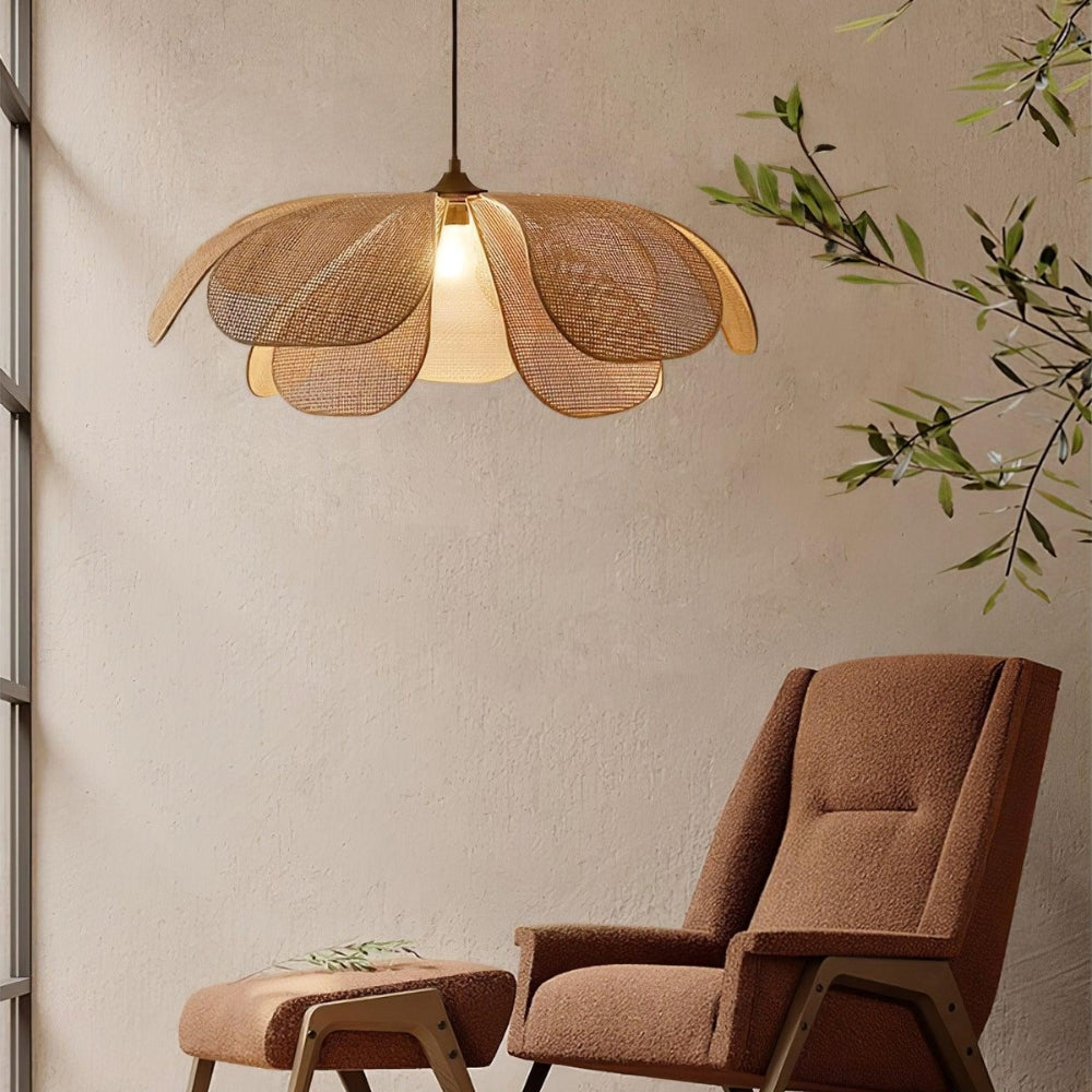Cefalu rattan flower pendant light for Wabi Sabi Room
