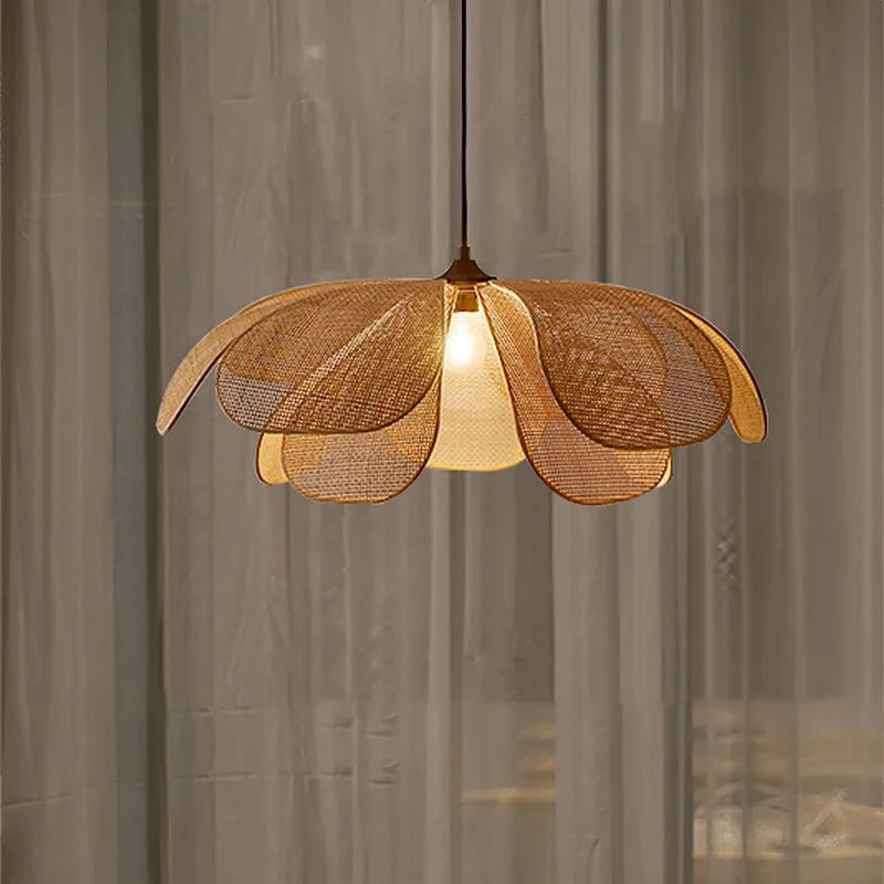 Cefalu rattan flower pendant shade light effect