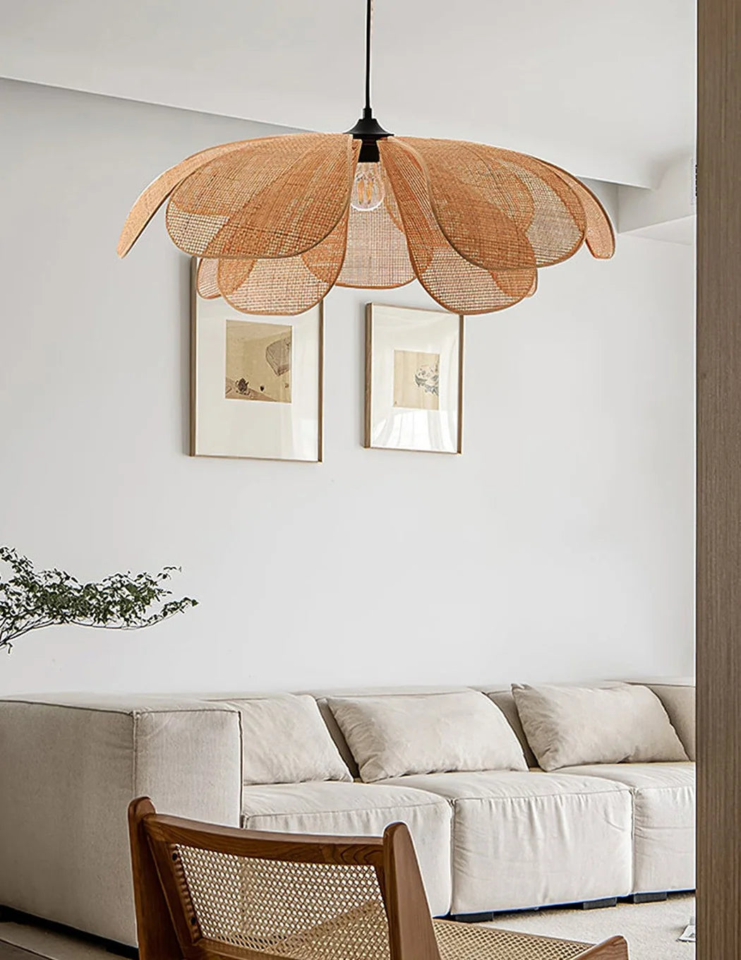Cefalu rattan petal pendant light for Living Room