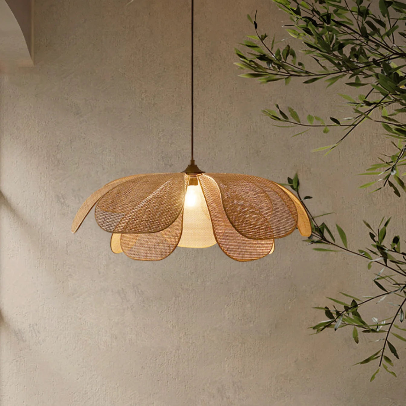 Cefalu rattan petal pendant light
