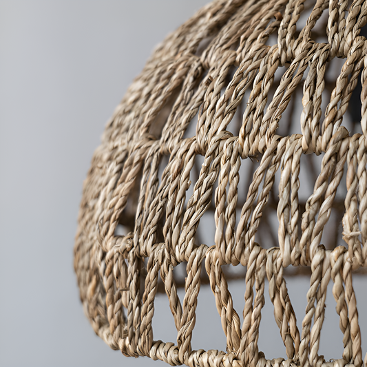 Close Shot of Milford Small Dome Basket Rattan Pendant Light