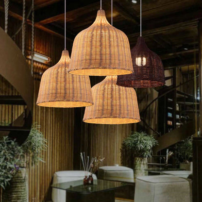 Cluster Allen and Roth basket rattan pendant lights