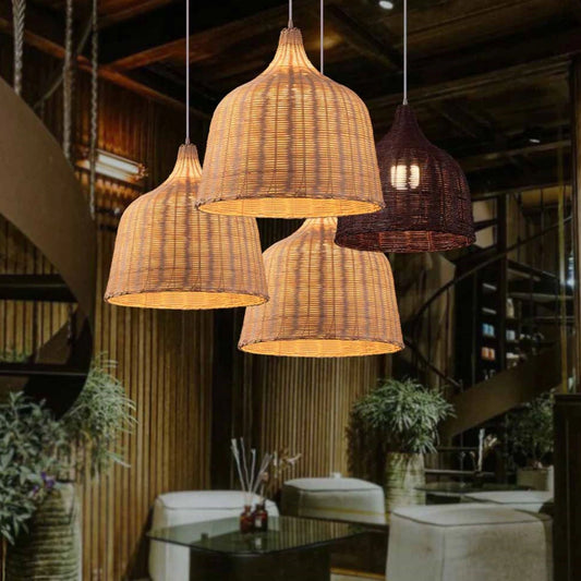 Cluster Allen and Roth basket rattan pendant lights