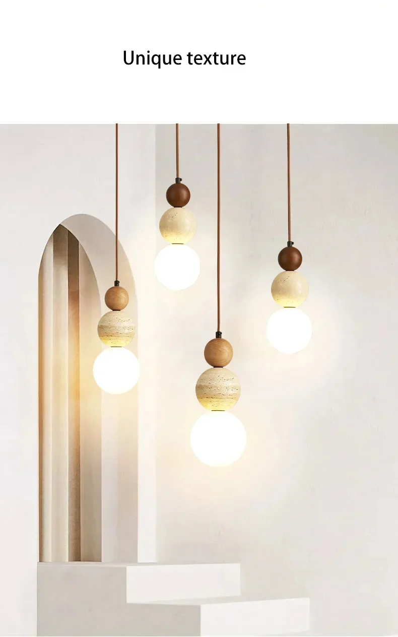 Cluster Elara Duo Three Ball Stone Pendant Light for Wabi Sabi Home