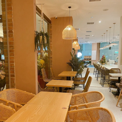 Cocoa Rattan Dome Woven Pendant Lights for Cafe Spaces