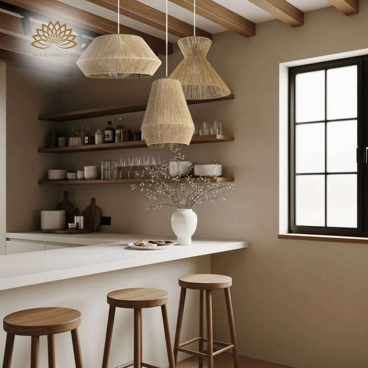 Collins Jute Twist Pendant Light for kitchen island