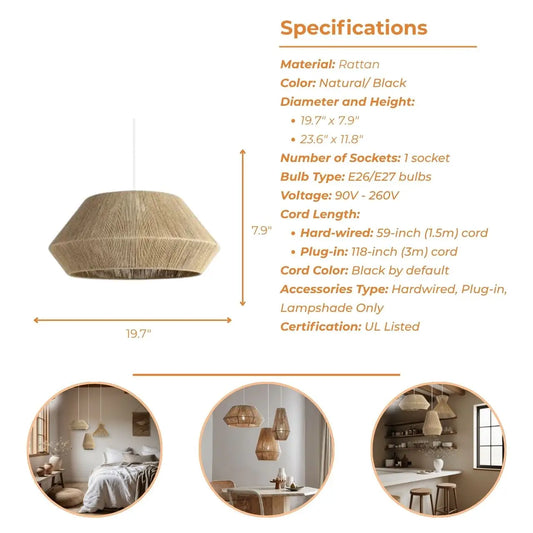 Collins Jute Twist Pendant Light's specifications style C
