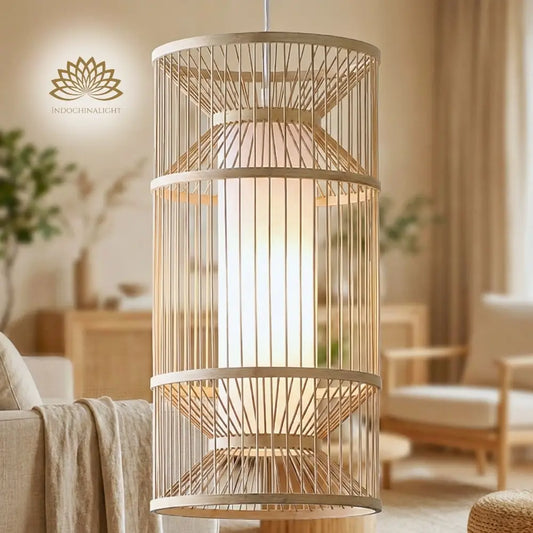 Cylindra Hourglass Bamboo Pendant Light