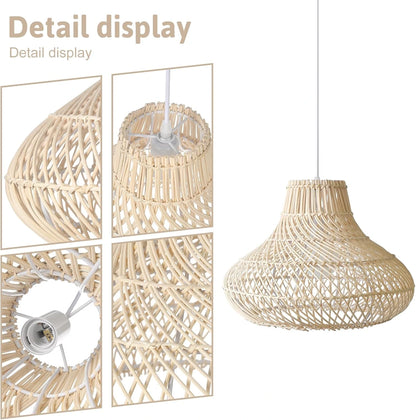 Dakota Natural Rattan Dome Pendant Light Detail Fixtures