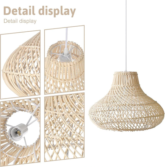 Dakota Natural Rattan Dome Pendant Light Detail Fixtures