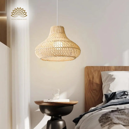 Dakota Natural Rattan Dome Pendant Light for Bedside Table