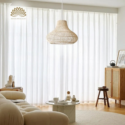 Dakota Natural Rattan Dome Pendant Light for Boho Living Room
