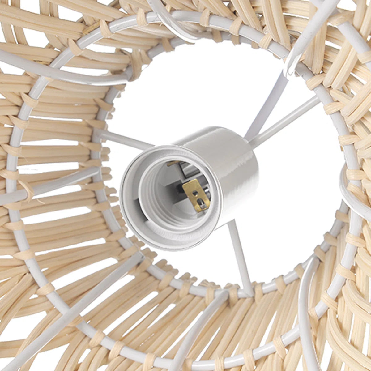 Dakota Natural Rattan Dome Pendant Light White Socket