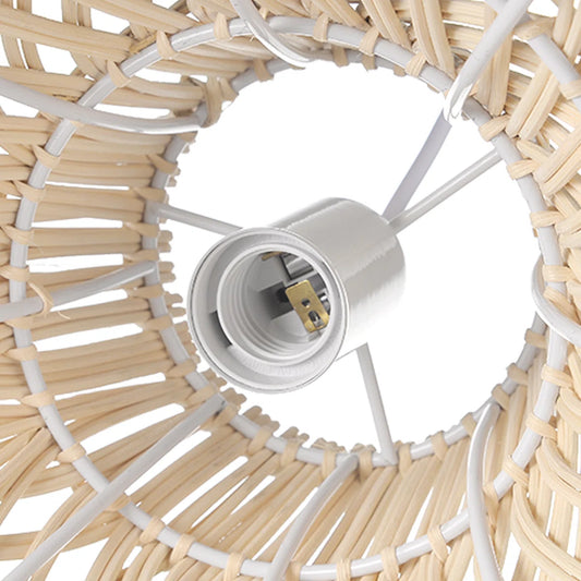 Dakota Natural Rattan Dome Pendant Light White Socket