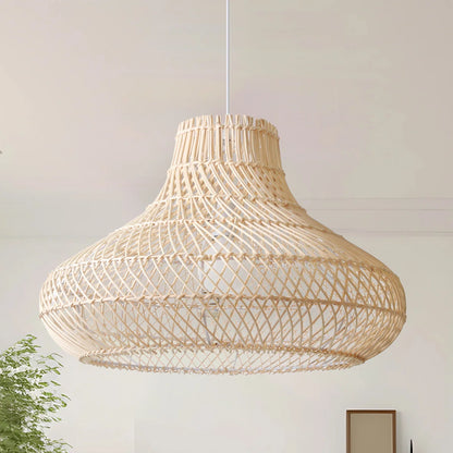 Dakota Natural Rattan Dome Woven Pendant Light