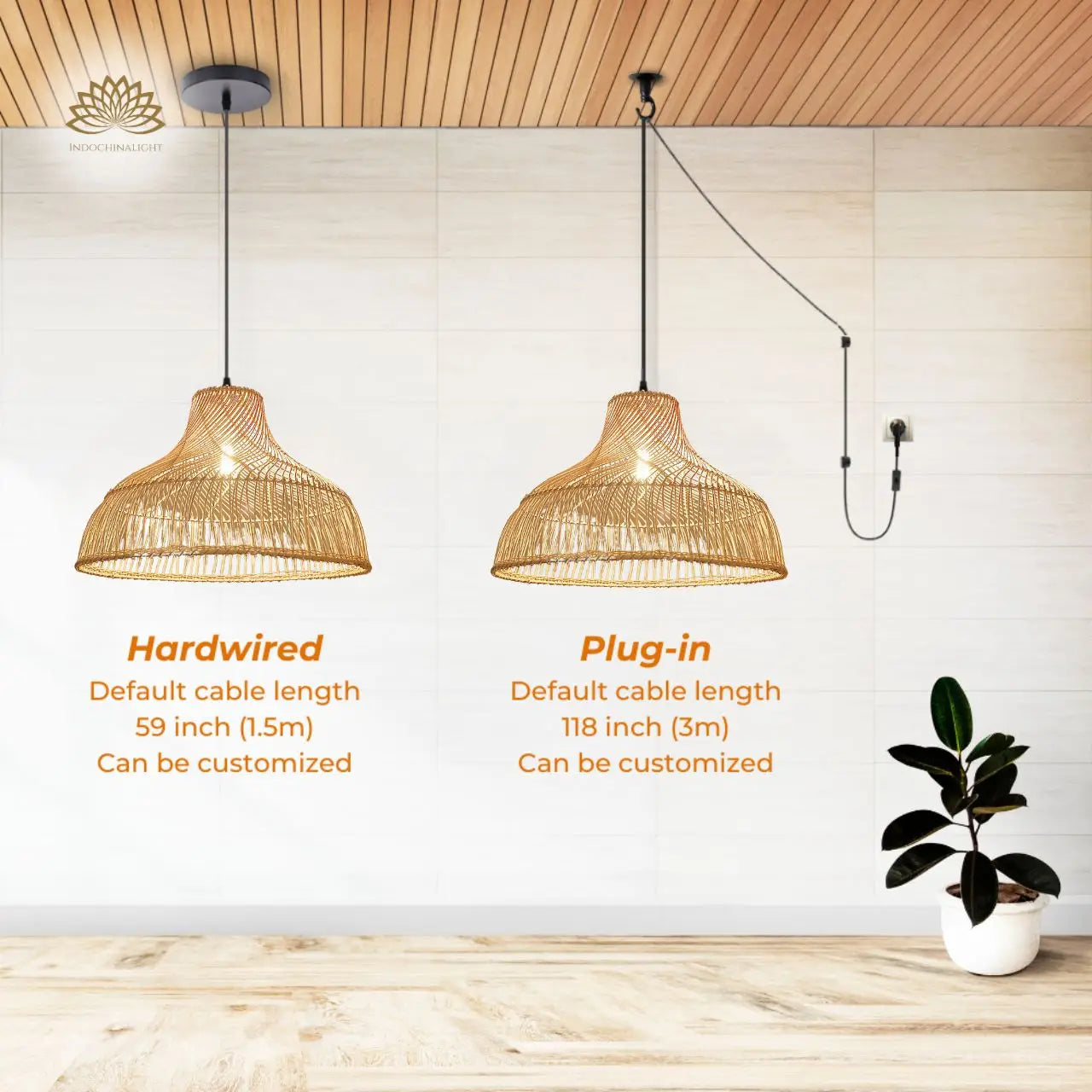 Des Boho Rattan Pendant Light's accessories type