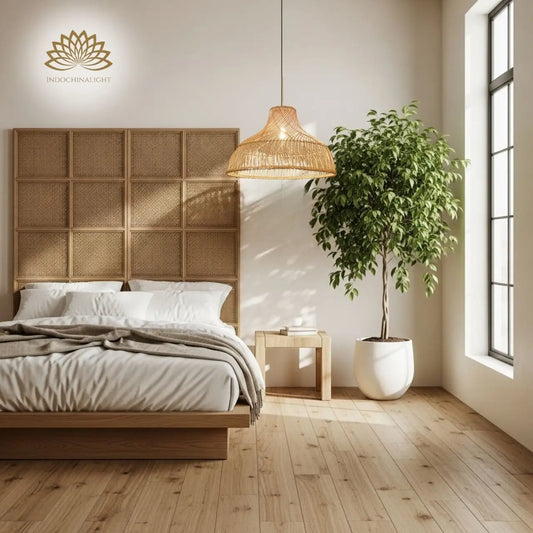 Des Boho Rattan Pendant Light for bedroom