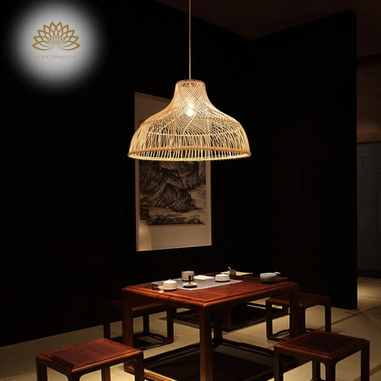 Des Boho Rattan Pendant Light for Zen dining room