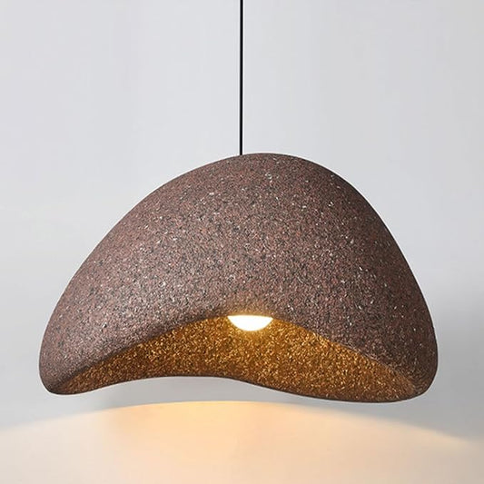 Detailed surface texture of molded wabi sabi stone lampshade