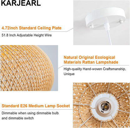 Details of 16 Inch Karjearl Woven Basket Rattan Pendant Light Shade