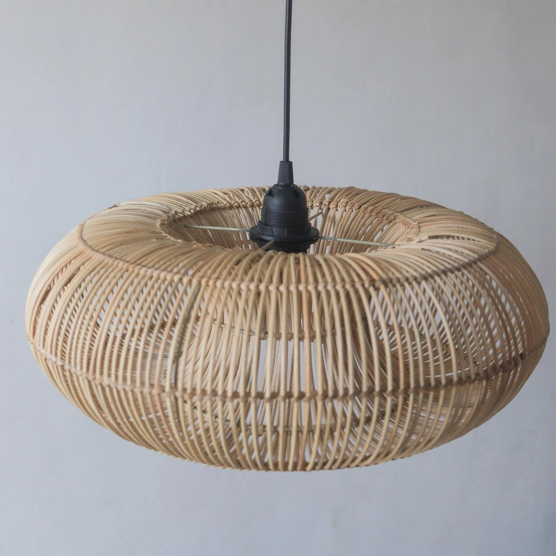 Donut Rattan Pendant Light Round Shade