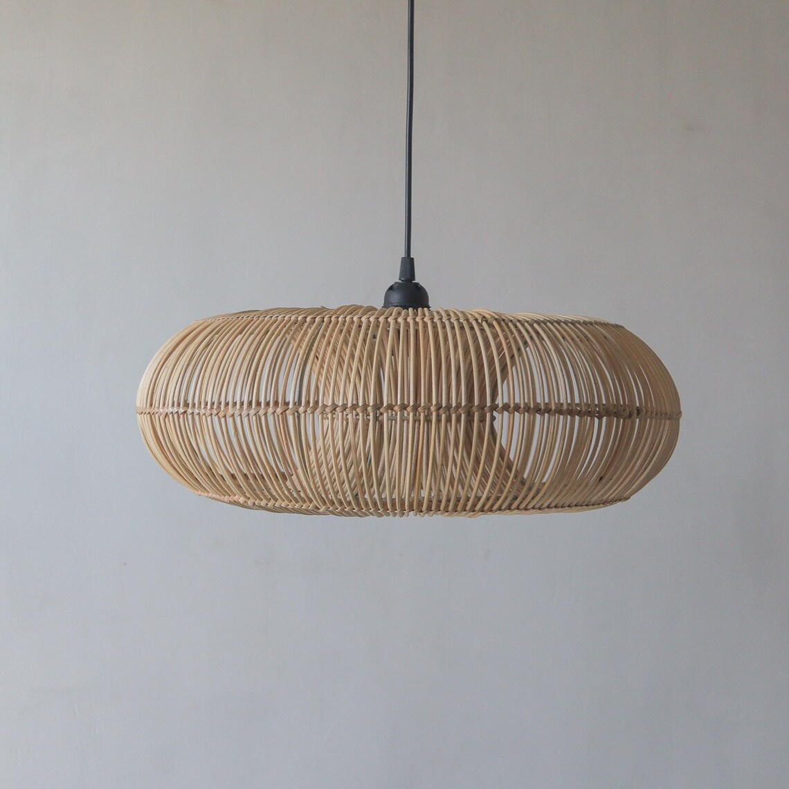 Donut Round Rattan Pendant Light Woven Shade