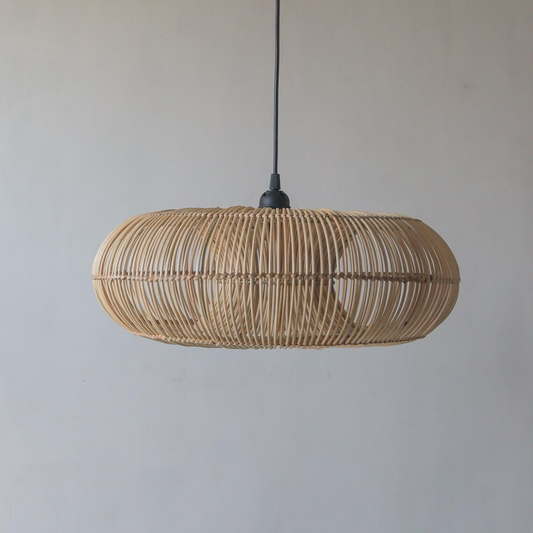 Donut Round Rattan Pendant Light Woven Shade