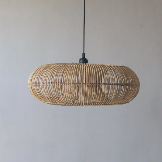 Donut Round Rattan Pendant Light Woven Shade