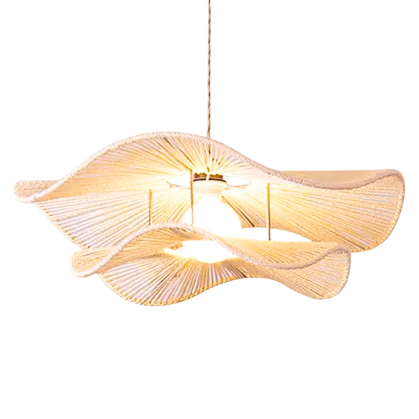 Double Layer Hemp Rope Wavy Pendant Lamp