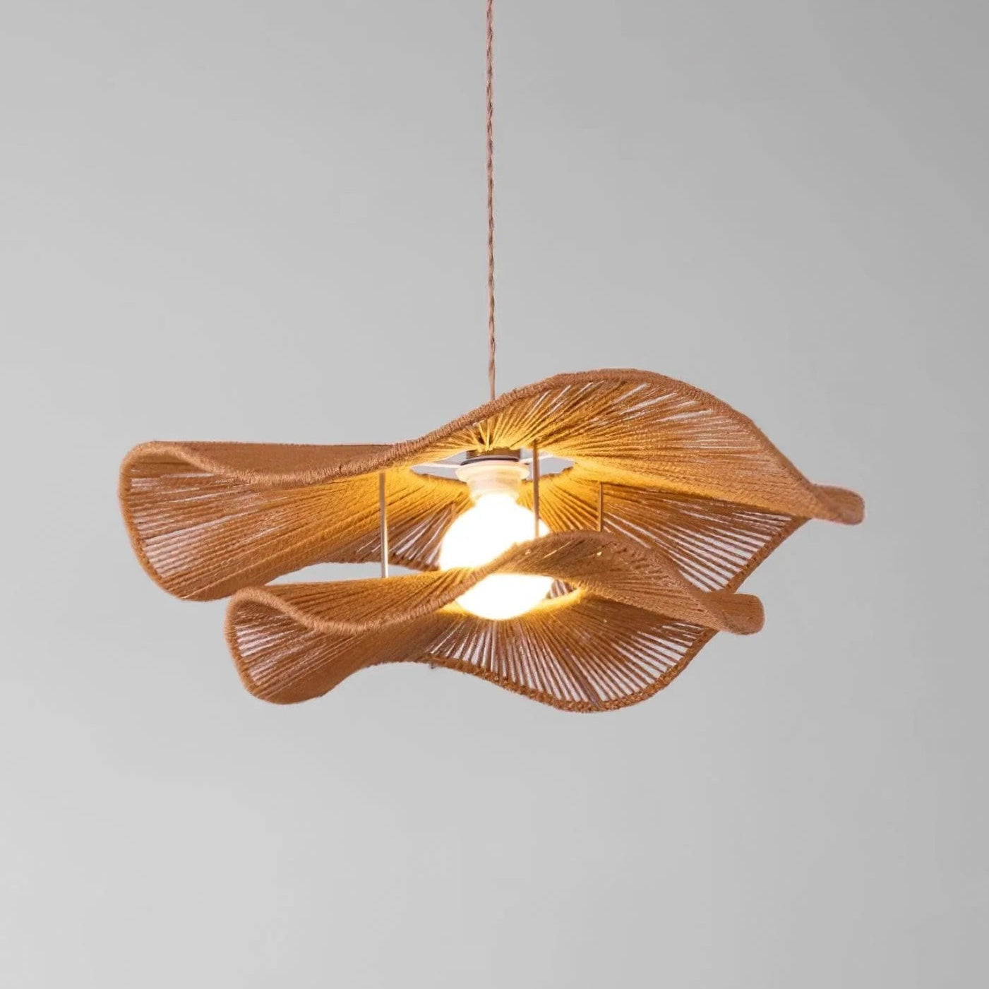 Double Layer Hemp Rope Wavy Pendant Lamp Natural