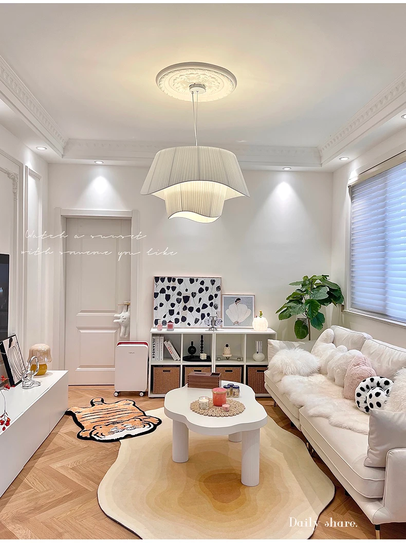 Madio White Nordic Fabric Pendant Light - Lifestyle & Artisan Detail Angle 6 | IndochinaLight