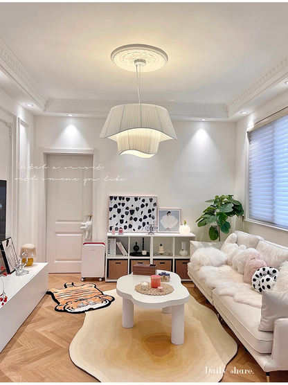 Madio White Nordic Fabric Pendant Light - Lifestyle & Artisan Detail Angle 6 | IndochinaLight