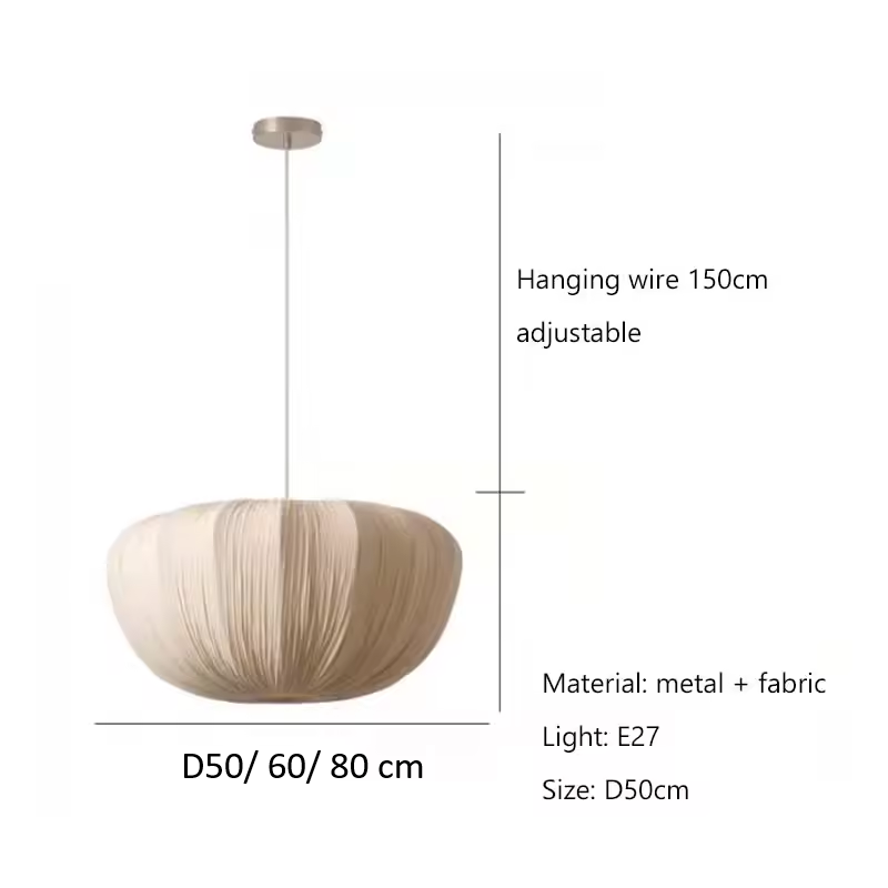 Ostrea Oversized Minimalist Fabric Wabi-Sabi Pendant Light - Lifestyle & Artisan Detail Angle 9 | IndochinaLight
