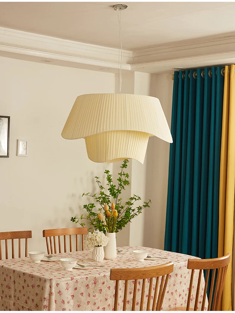 Madio White Nordic Fabric Pendant Light - Lifestyle & Artisan Detail Angle 2 | IndochinaLight