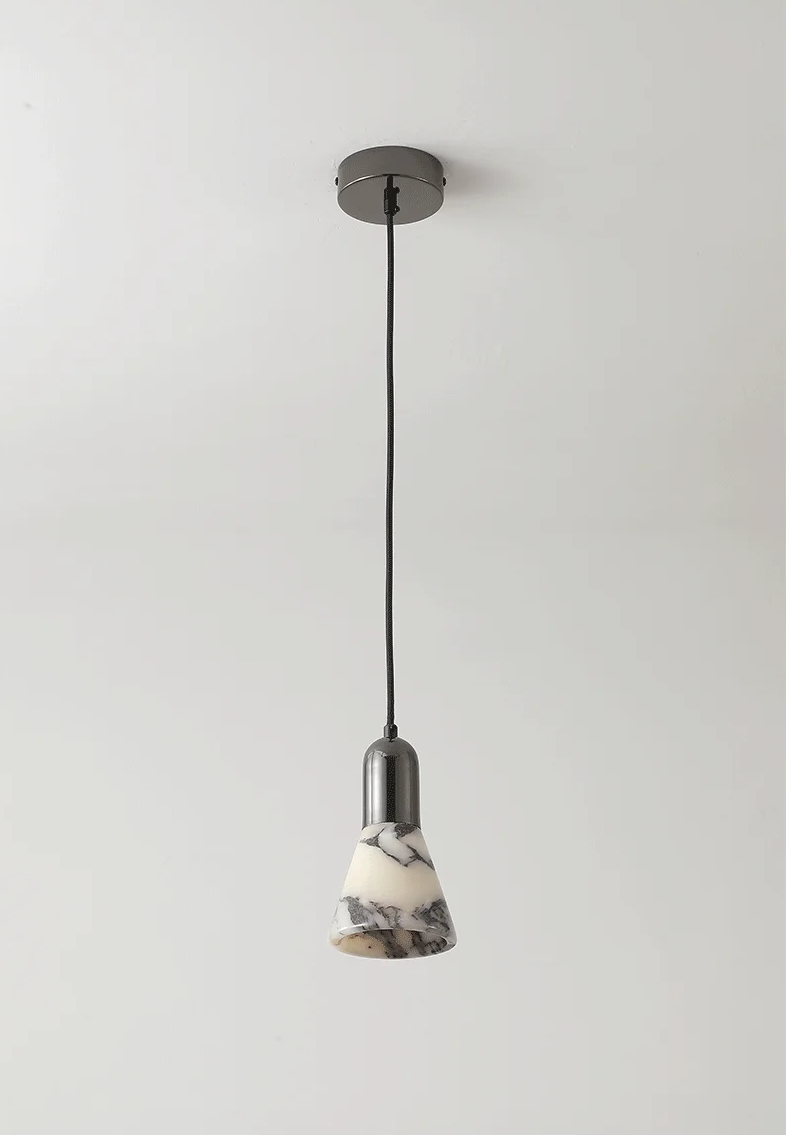 Yovira Tapered Marble Pendant Light - Lifestyle & Artisan Detail Angle 3 | IndochinaLight