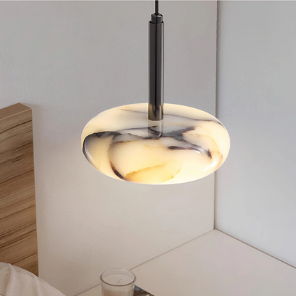 Vitrella Alabaster Luna Marble Pendant Light - Lifestyle & Artisan Detail Angle 2 | IndochinaLight