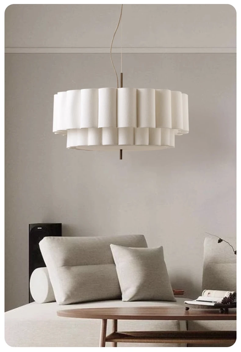 Folia Scalloped Fabric Wabi Sabi Pendant Light - Lifestyle & Artisan Detail Angle 3 | IndochinaLight